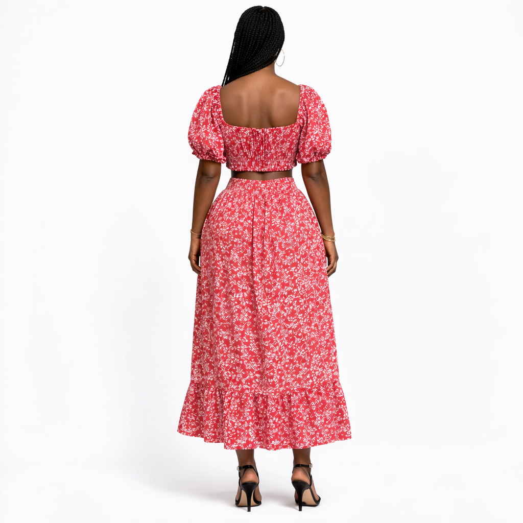 Rosy Meadow Two Piece Maxi Set