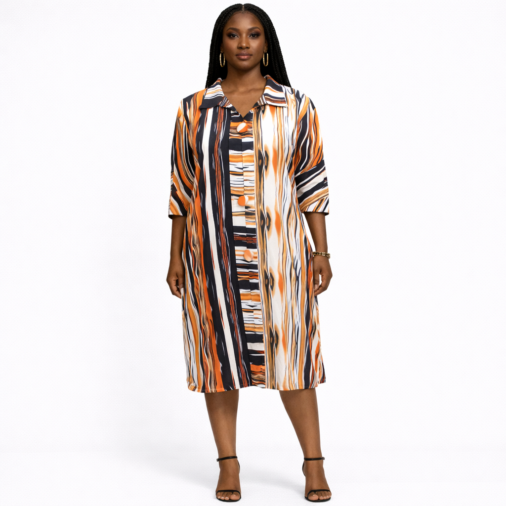 Urban Marble Button Front Shirt Dress