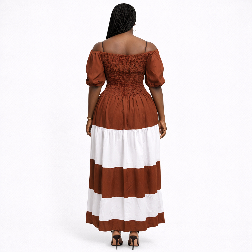Cinnamon Breeze Off Shoulder Maxi Dress