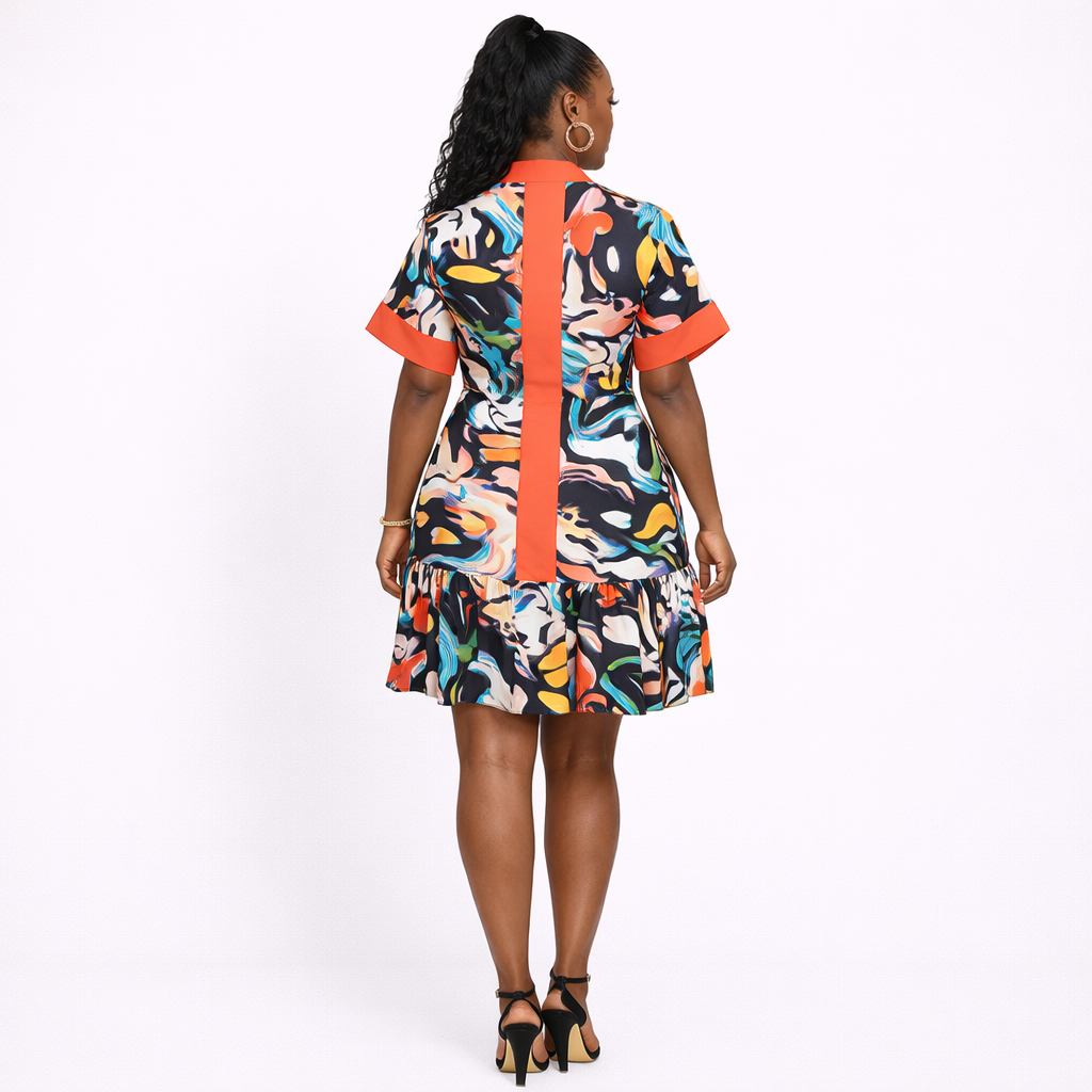 Sunset Abstract Tassel Mini Dress