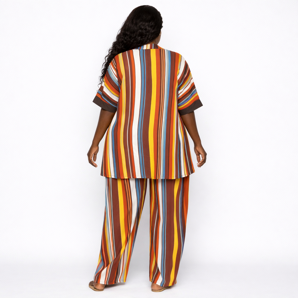 Golden Horizon Stripe Lounge Set