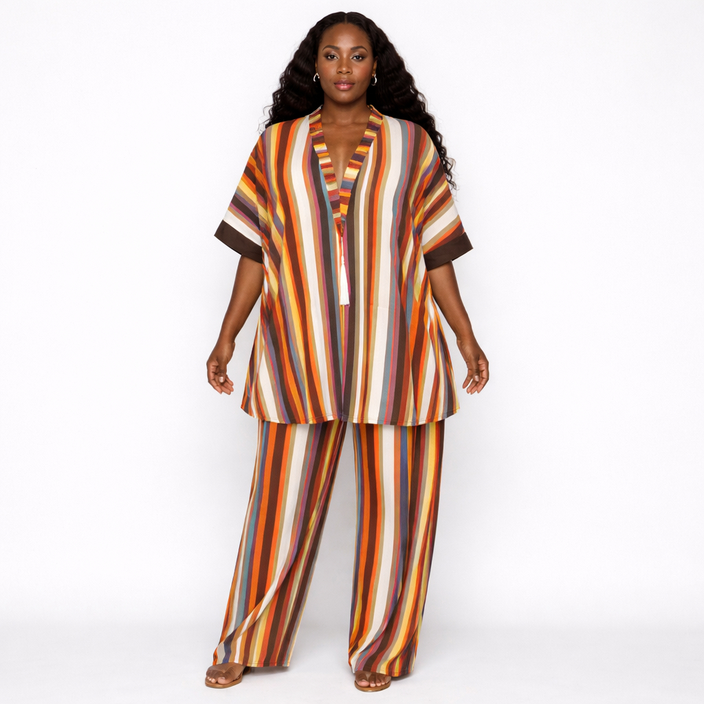 Golden Horizon Stripe Lounge Set