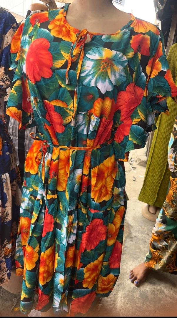 Vibrant Floral Print Flutter Sleeve Tiered Maxi Dress