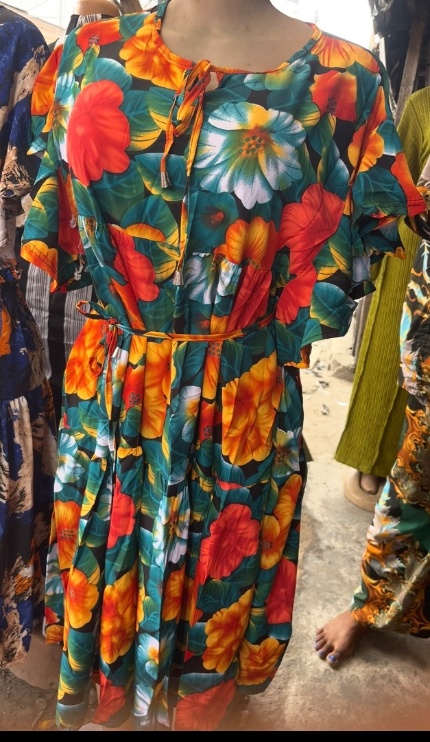 Vibrant Floral Print Flutter Sleeve Tiered Maxi Dress
