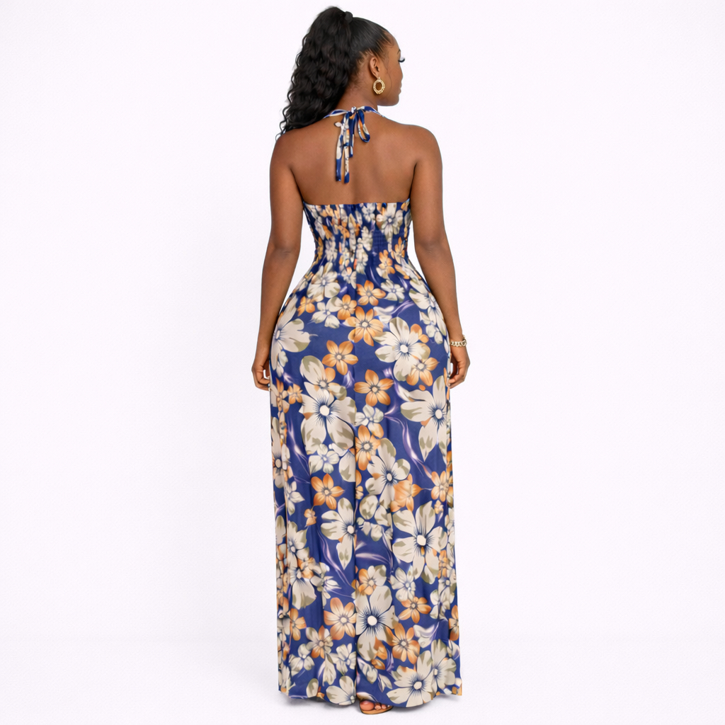 Tropical Bloom Smocked Maxi Dress