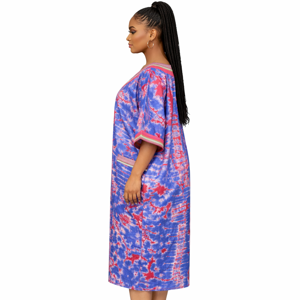 Royal Indigo Tie Dye Kaftan Dress