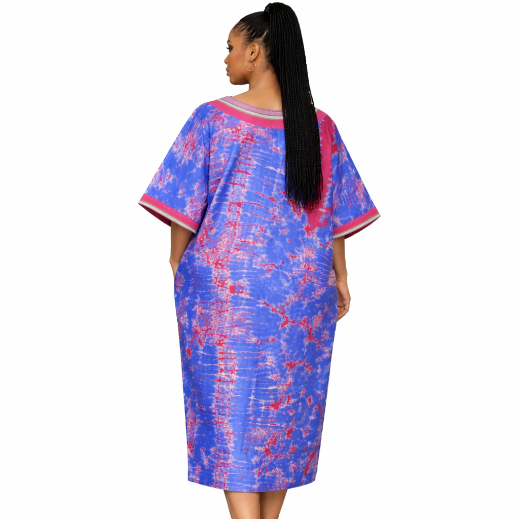Royal Indigo Tie Dye Kaftan Dress