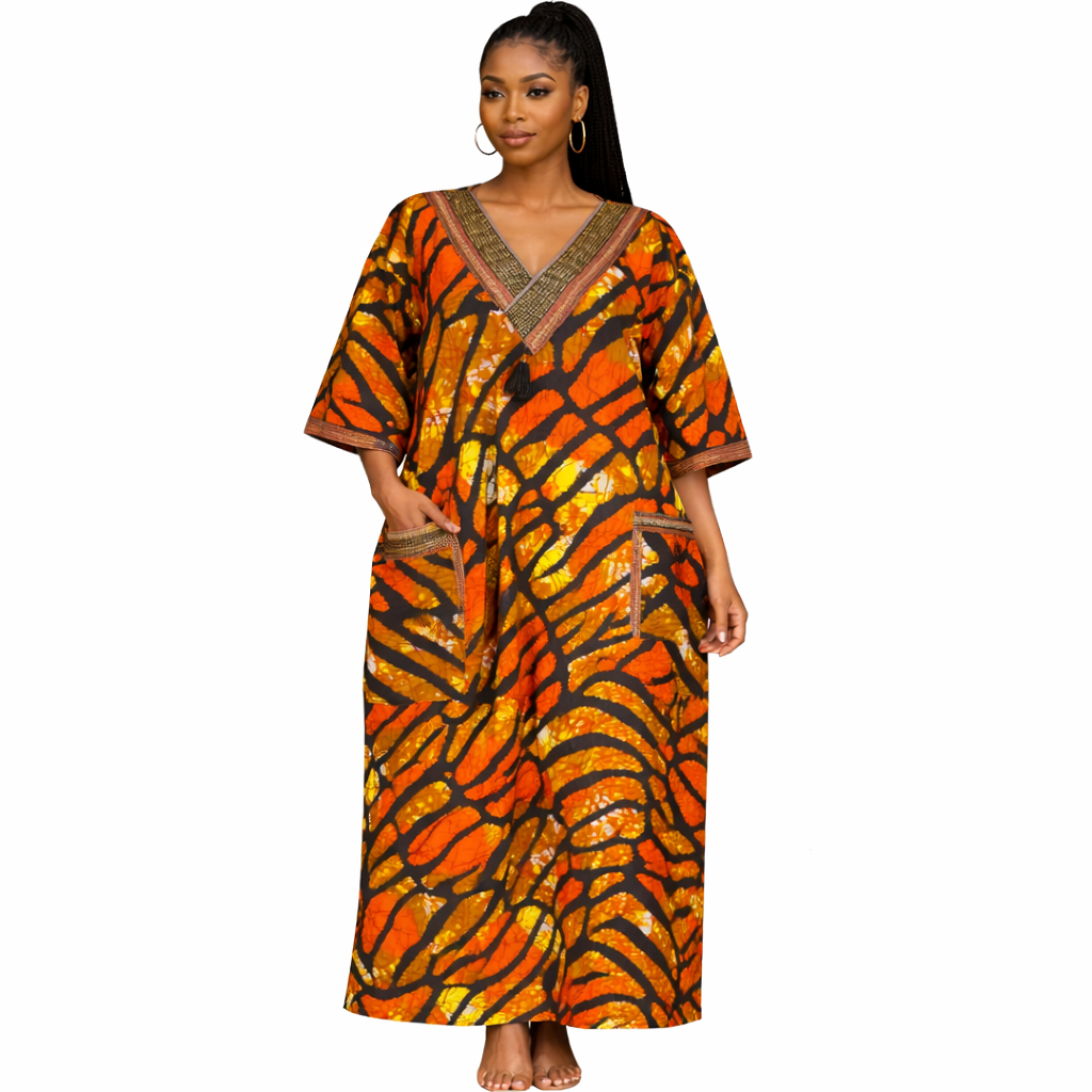 Sunburst Flame Ankara Maxi Kaftan