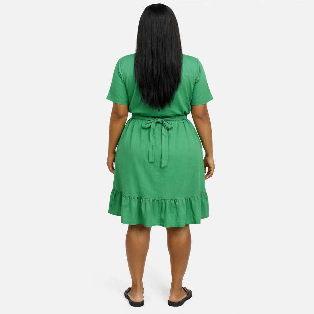 Emerald Pearl Accent Shirt Dress