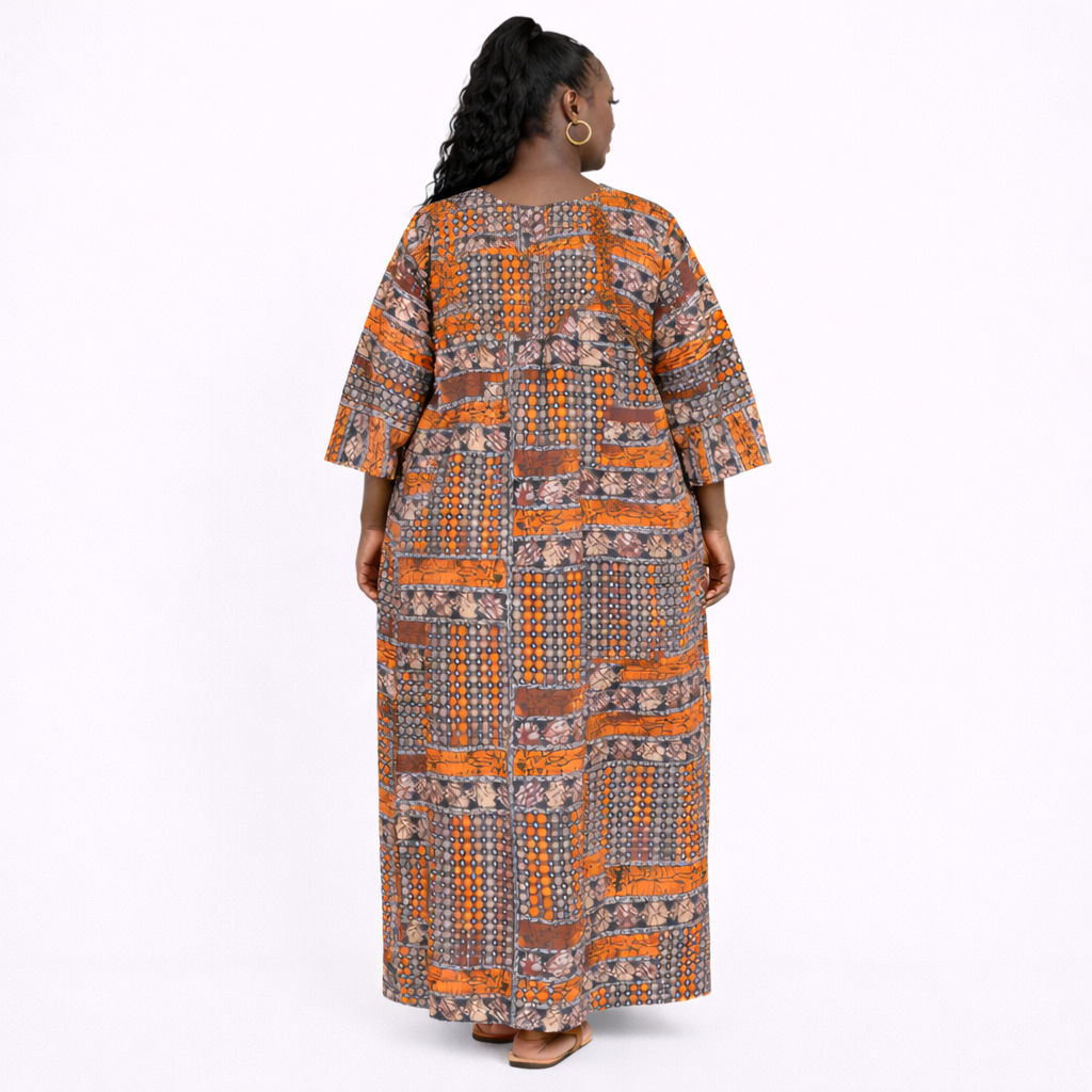 Heritage Print Tassel Kaftan Maxi Dress