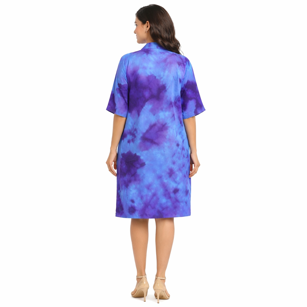 Azure Wave Tie Dye Lounge Gown