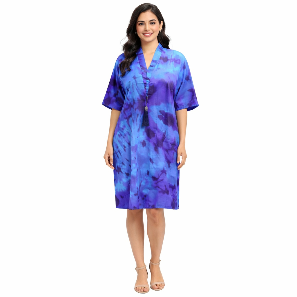 Azure Wave Tie Dye Lounge Gown