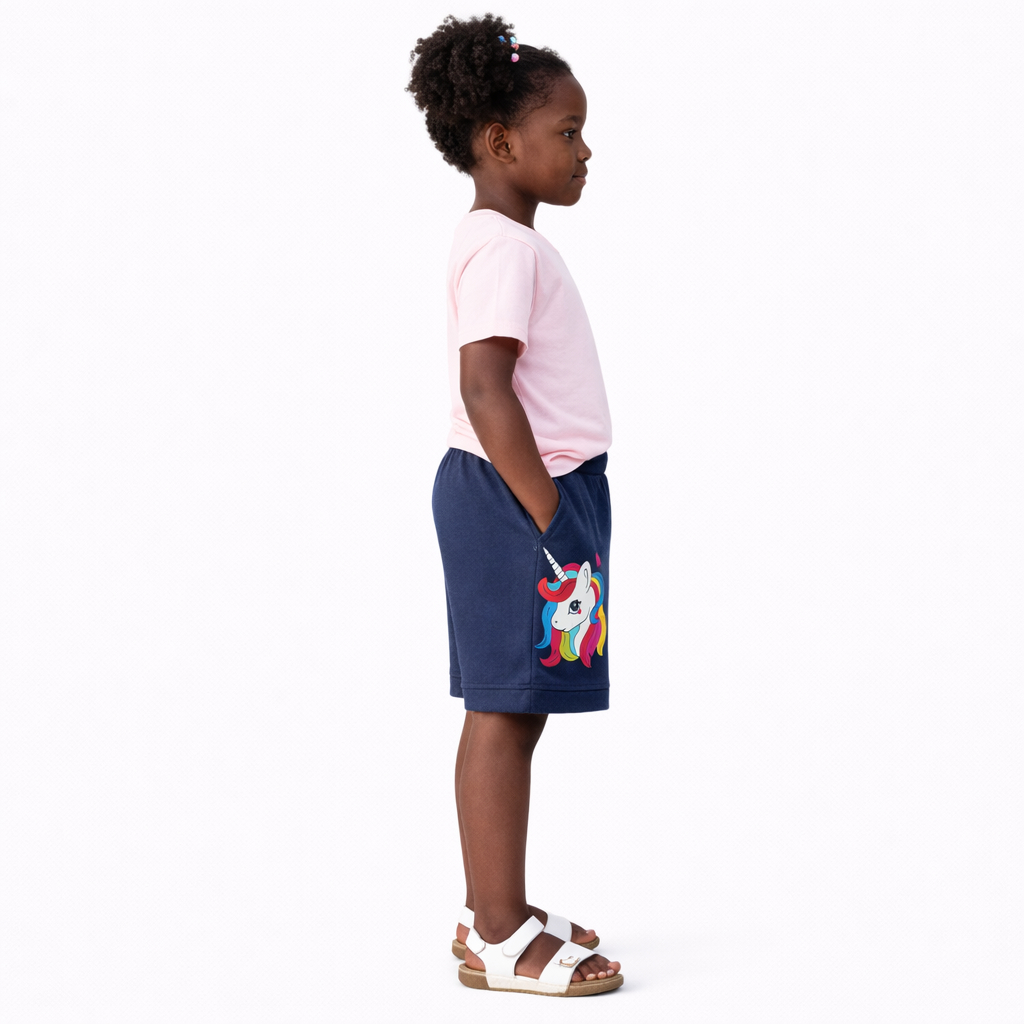 Kids Midnight Blue Unicorn Graphic Lounge Shorts