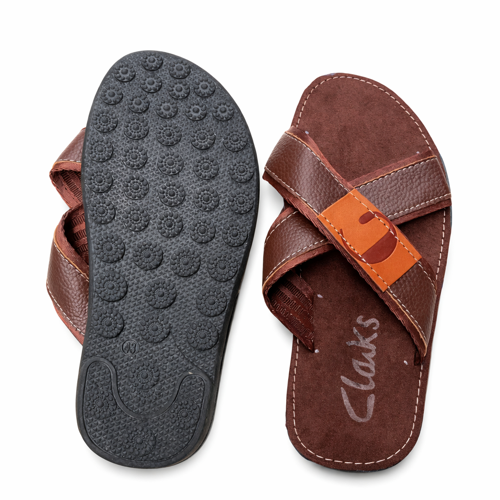 Men Brown Cross Strap Comfort Palms