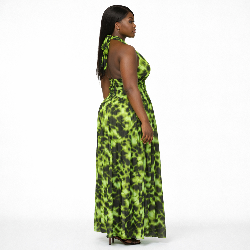 Lime Eclipse Halter Midi Dress