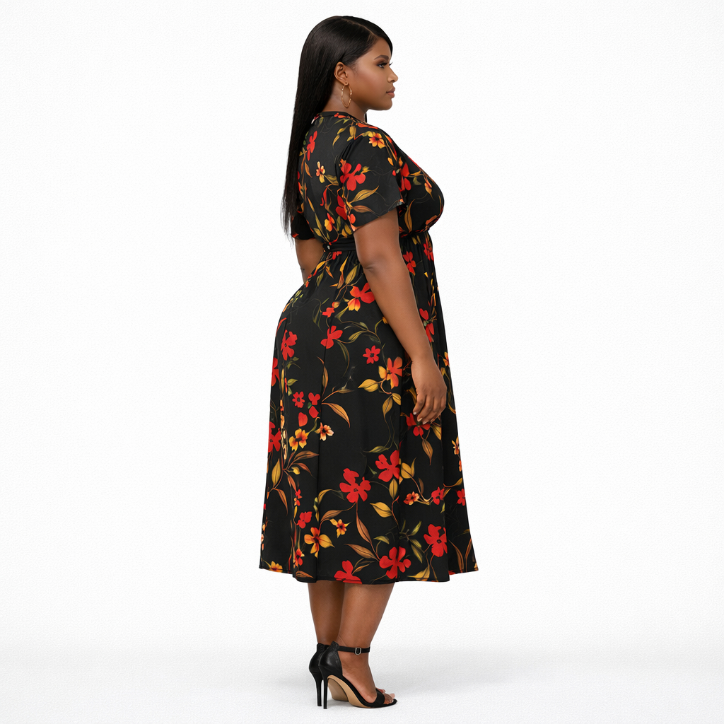 Midnight Bloom Floral Kaftan Maxi Dress