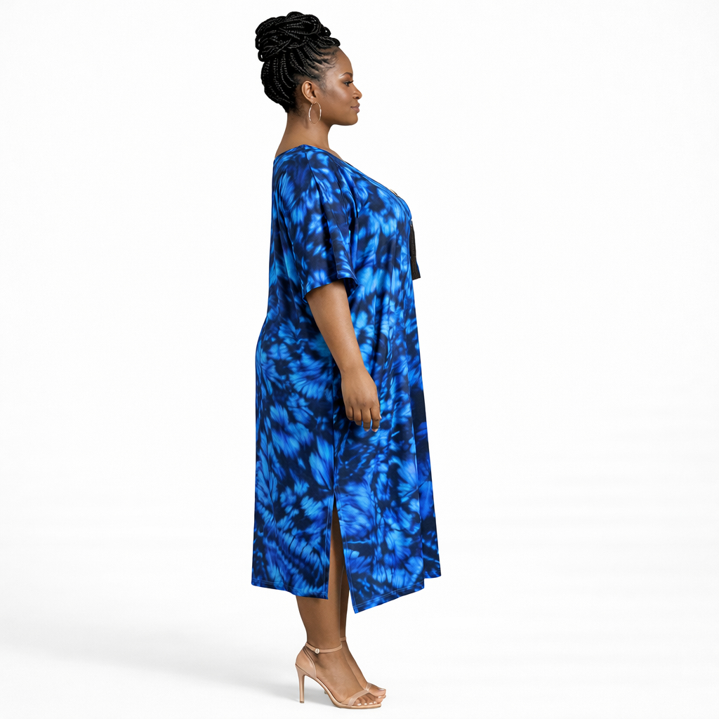 Ocean Glow Tie Dye Kaftan Midi Dress