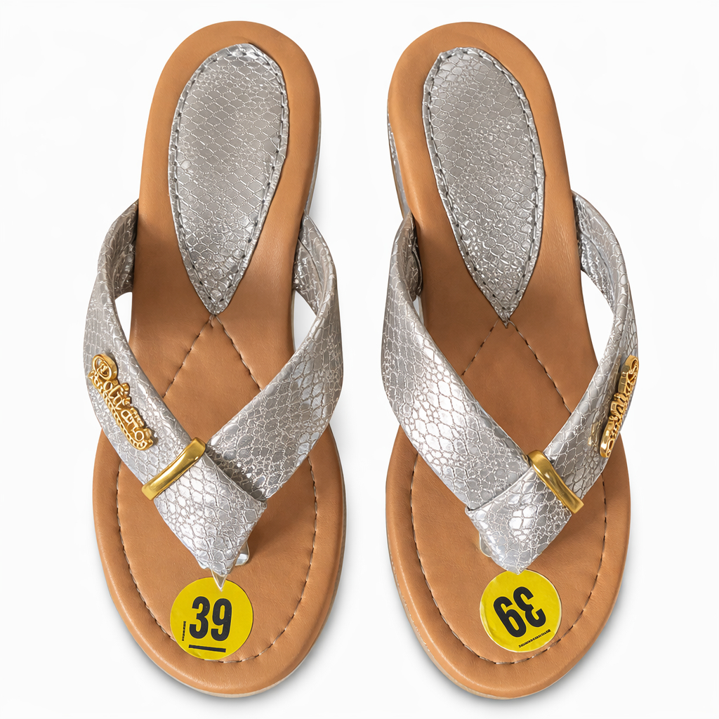 Elegant Women Glitter Cross Strap Wedge Sandals