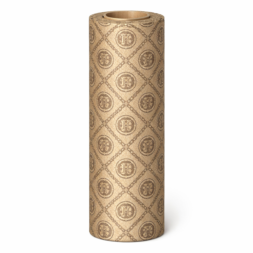 Beige Geometric Pattern Textured Leather Material