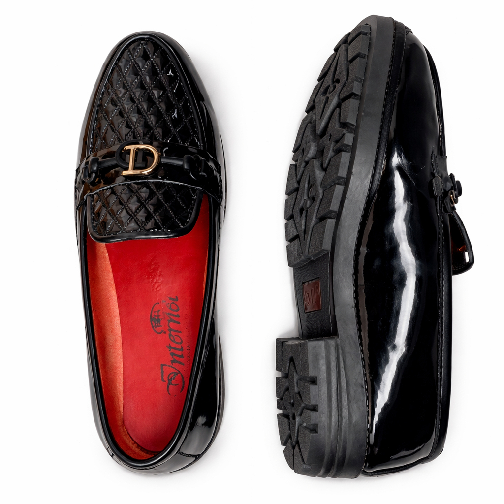 Midnight Quilted Patent Leather Bit Loafers