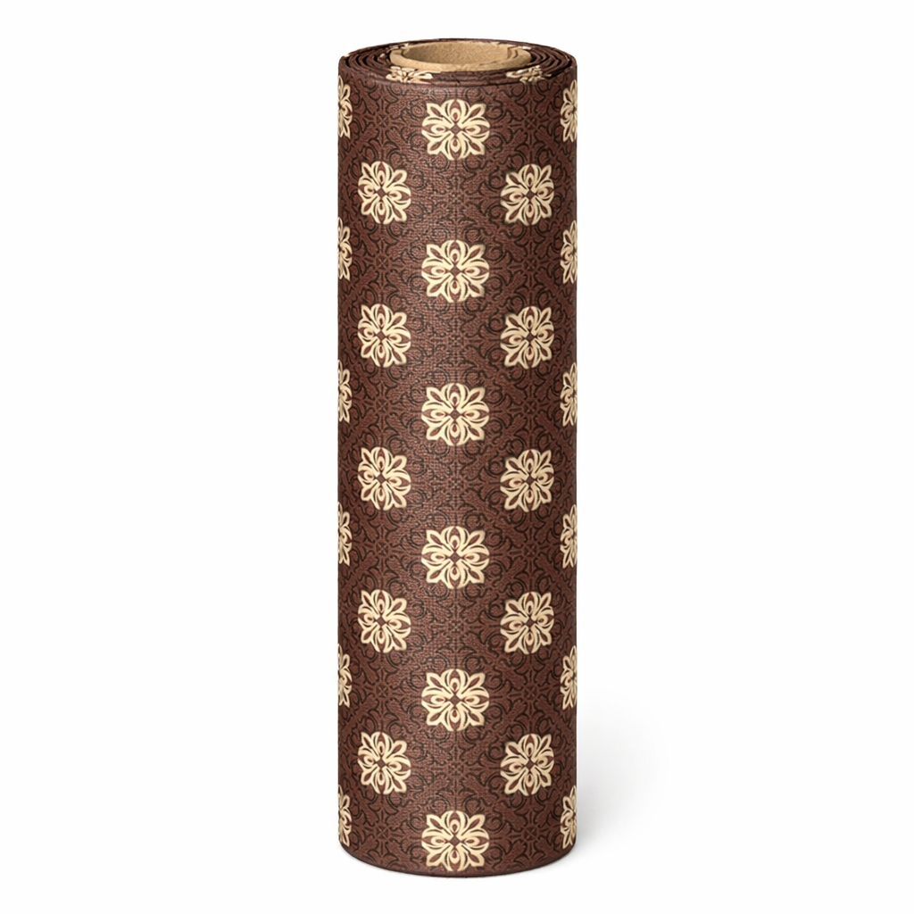 Brown Floral Pattern Embossed Leather Material