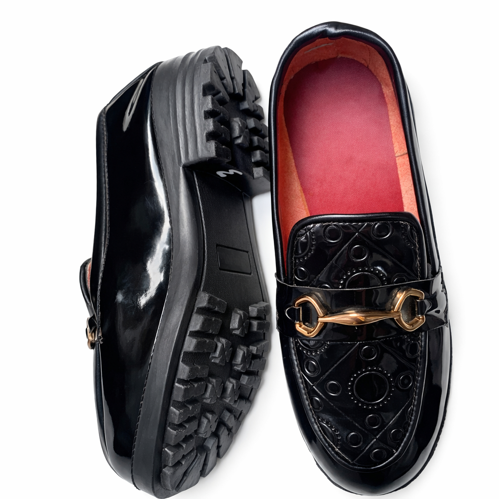 Regal Noir Embossed Patent Leather Horsebit Loafers