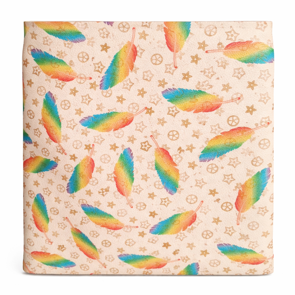 Colorful Feather Pattern Faux Leather Fabric