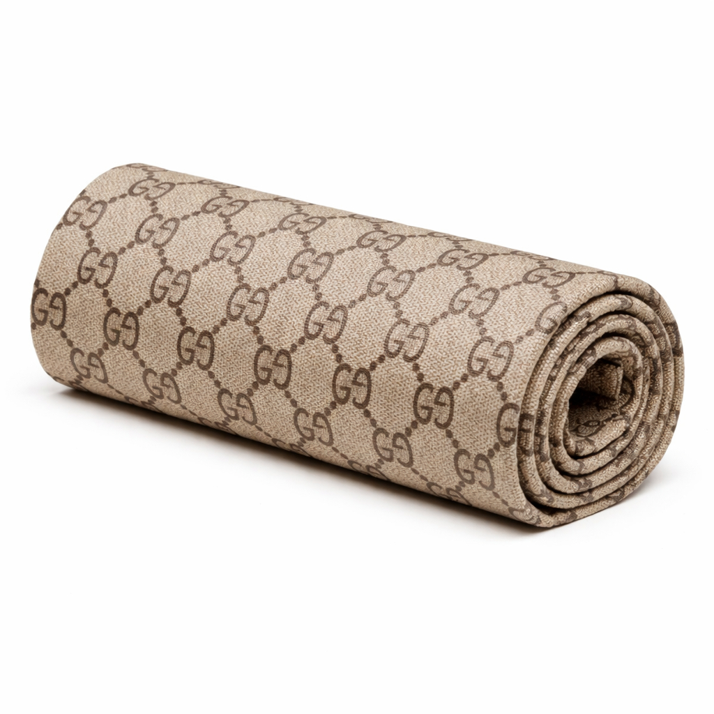 Beige Patterned Faux Leather Upholstery Material