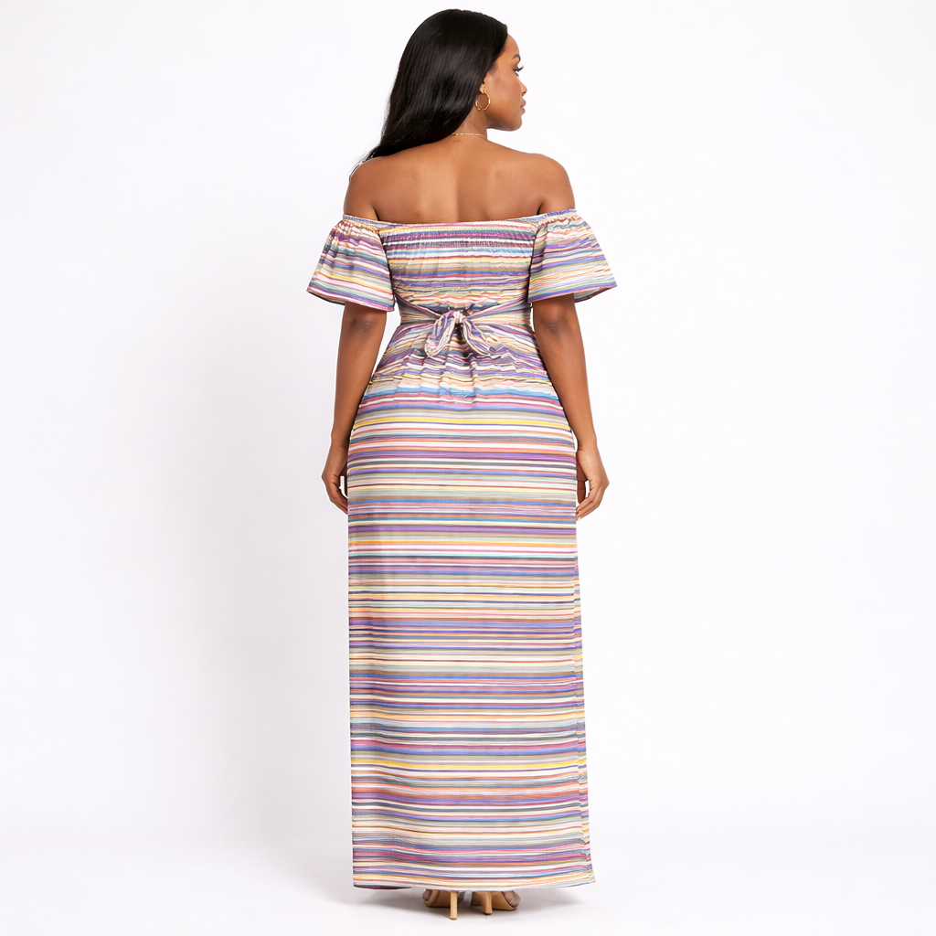 Multicolor Horizontal Stripe Woven Fabric