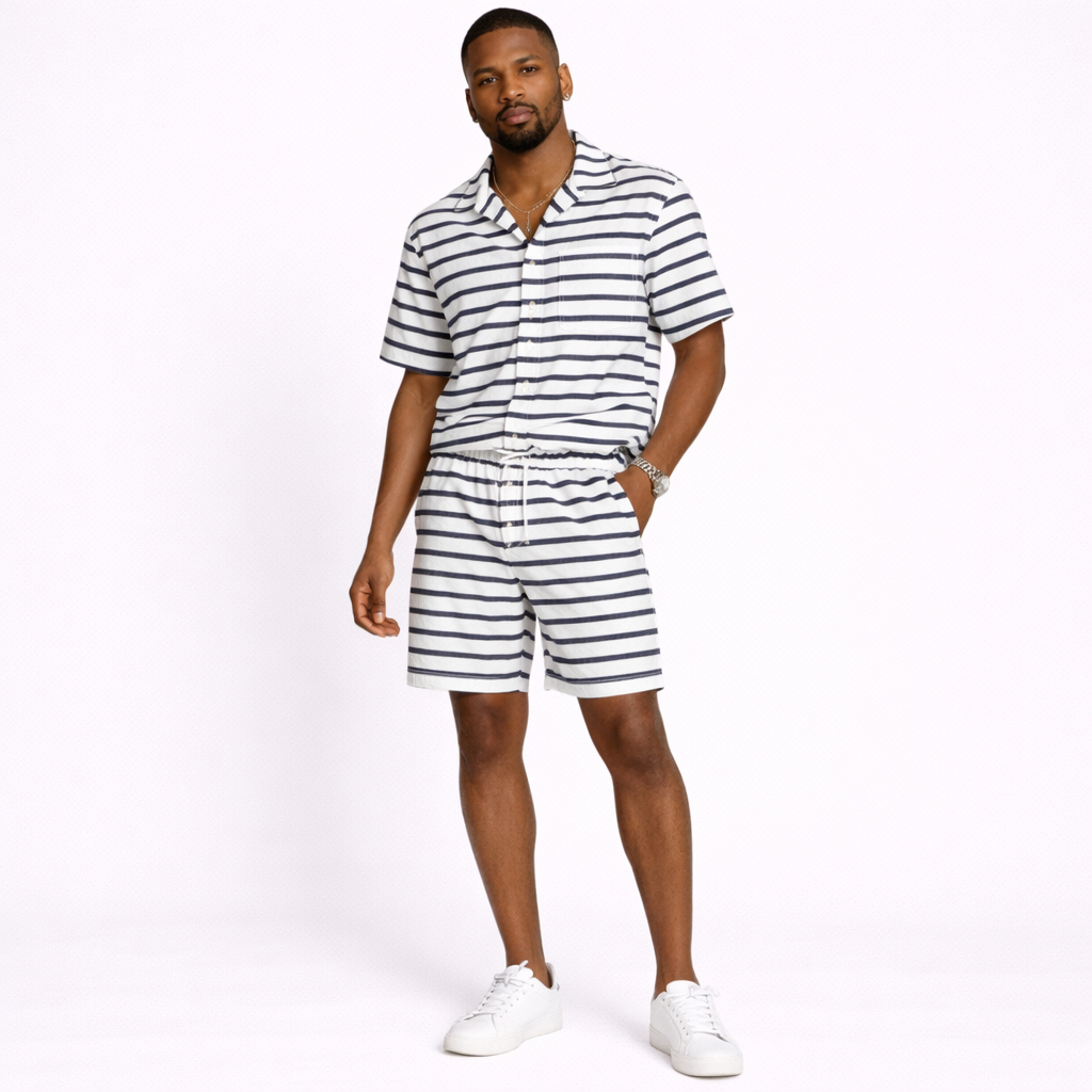 Black and White Horizontal Striped Woven Fabric