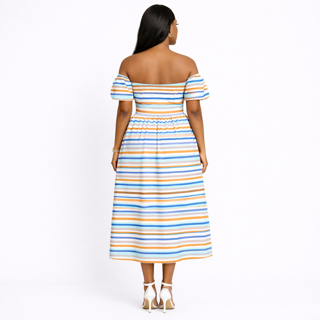 Multicolor Horizontal Striped Woven Fabric material