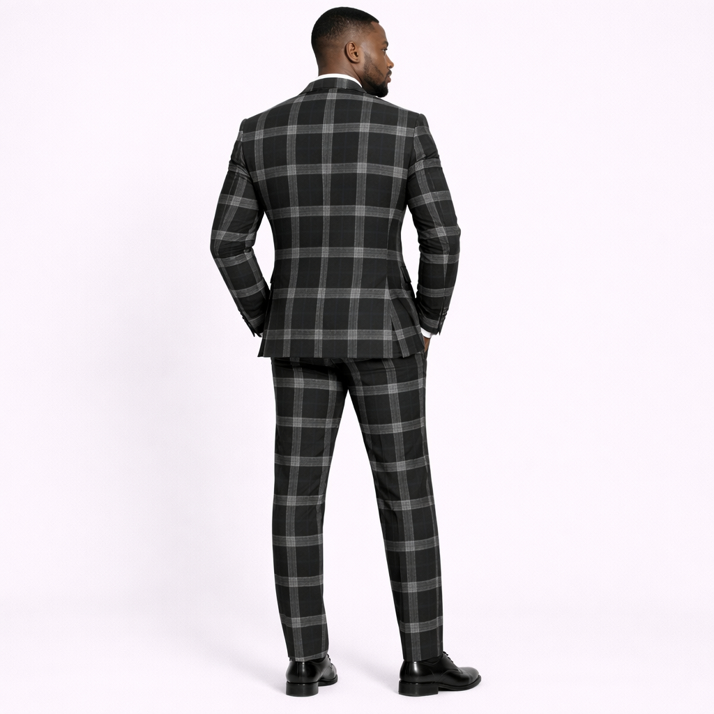 Black and White Plaid Woven Fabric