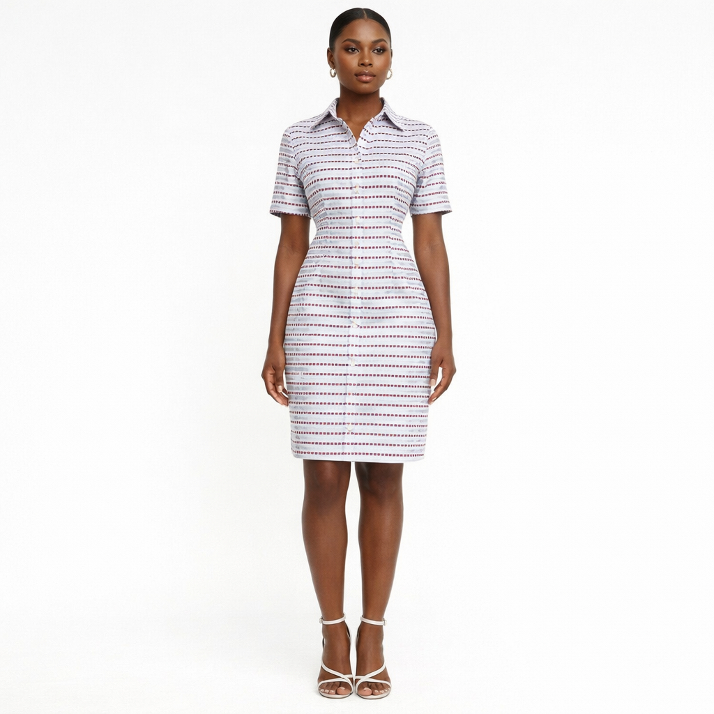 White Textured Stripe Pattern Fabric