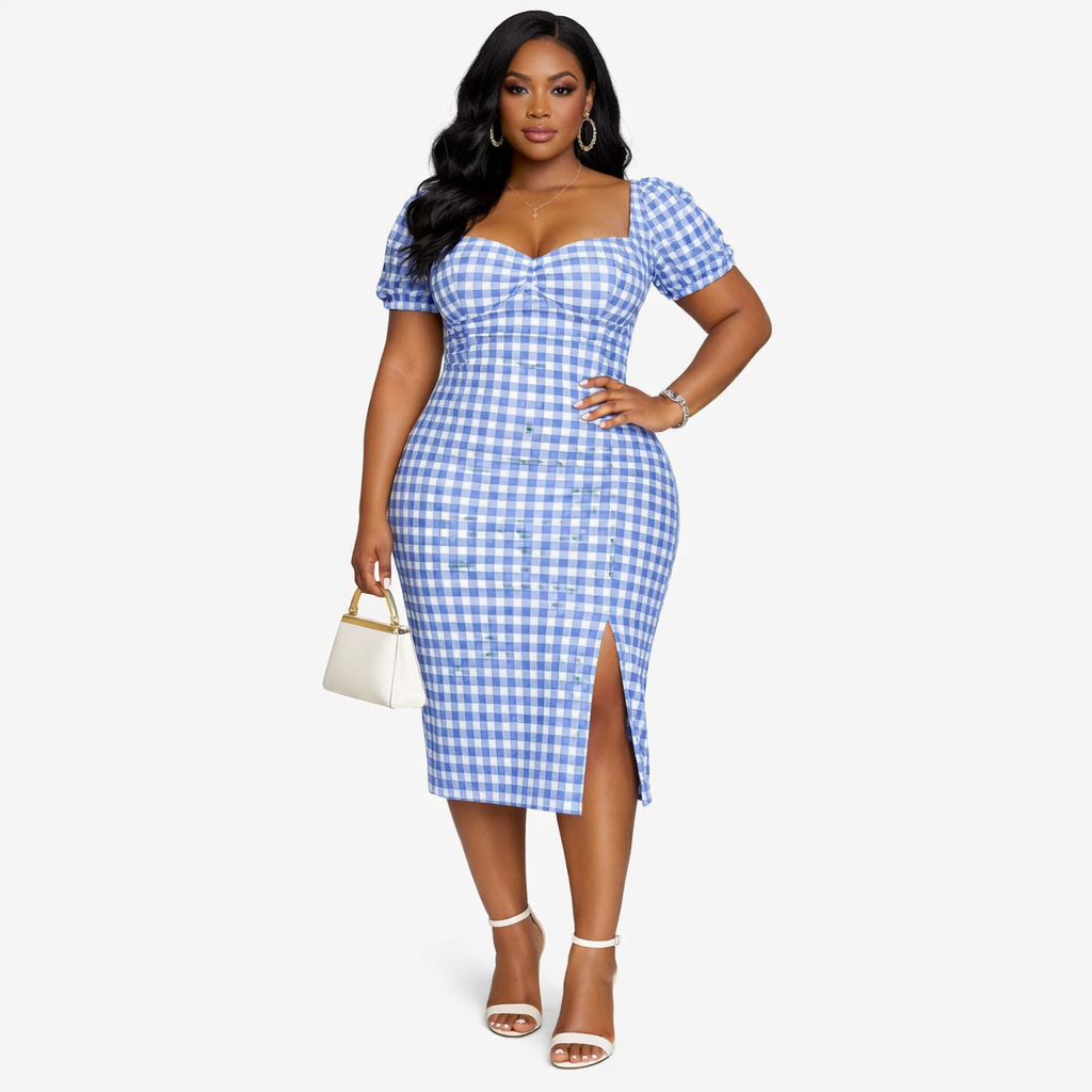 Blue and White Checkered Fabric