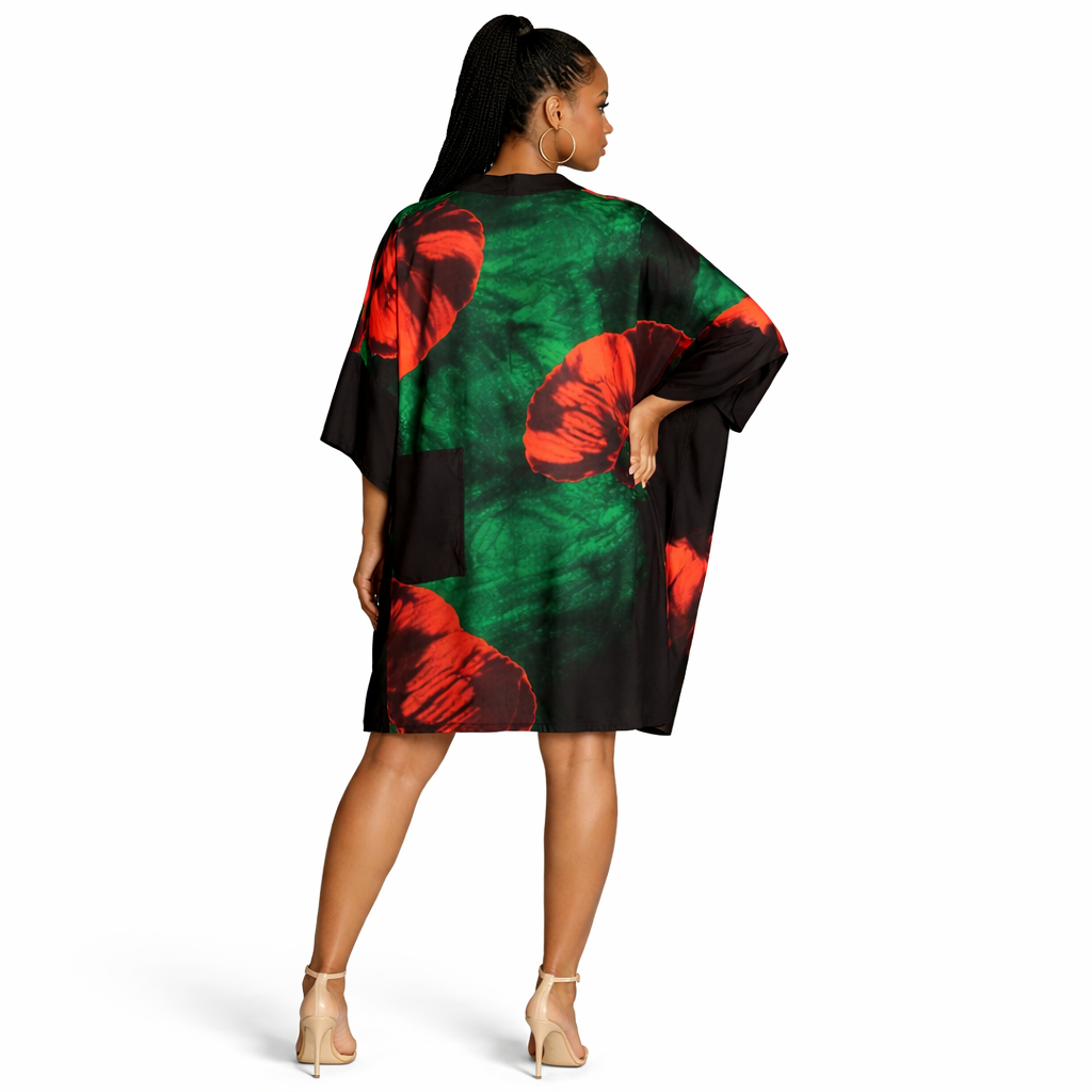Emerald Bloom Kimono Dress