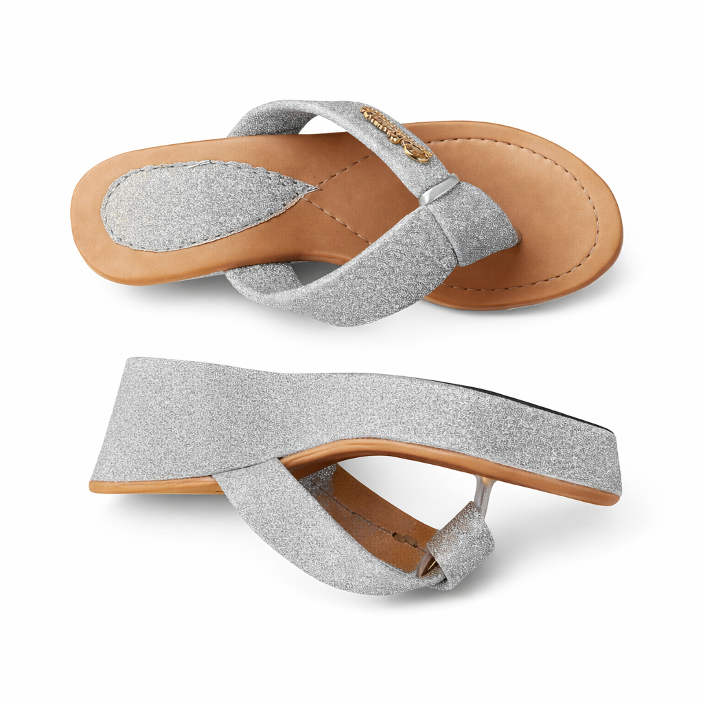 Quality Women Glitter Cross Strap Wedge Sandals