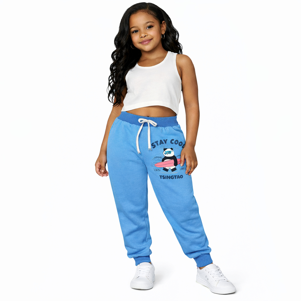 Kids Blue Cotton Jogger Pants