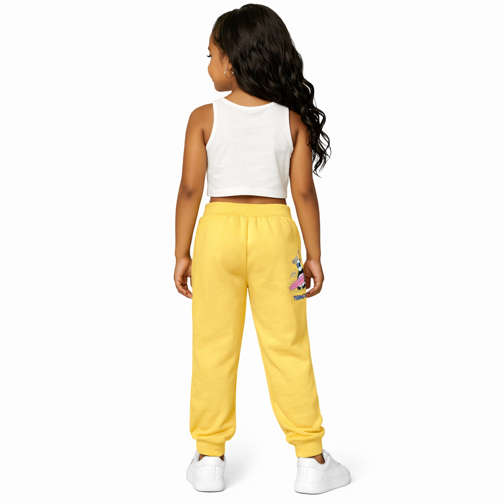 Kids Mustard Yellow Stay Cool Panda Jogger Pants