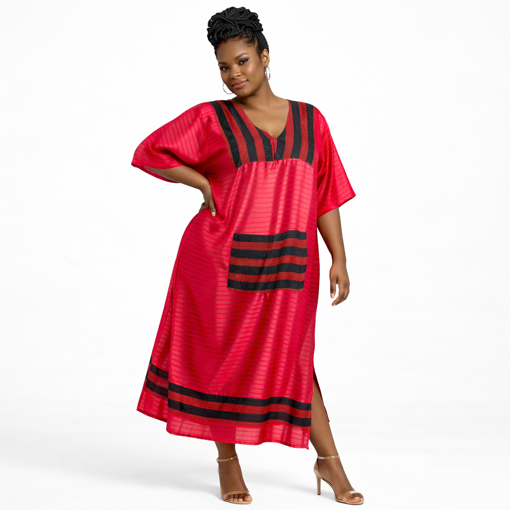 Women Red Casual Kaftan Dress
