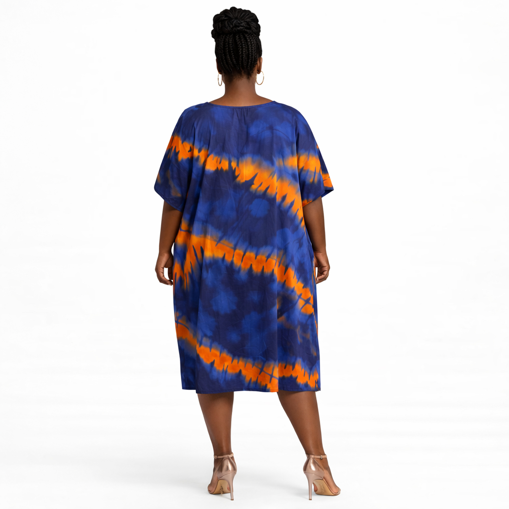 Women Blue Tie Dye Kaftan Dress