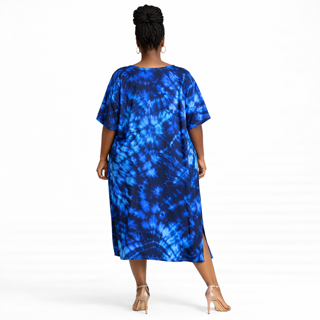 Ocean Glow Tie Dye Kaftan Midi Dress