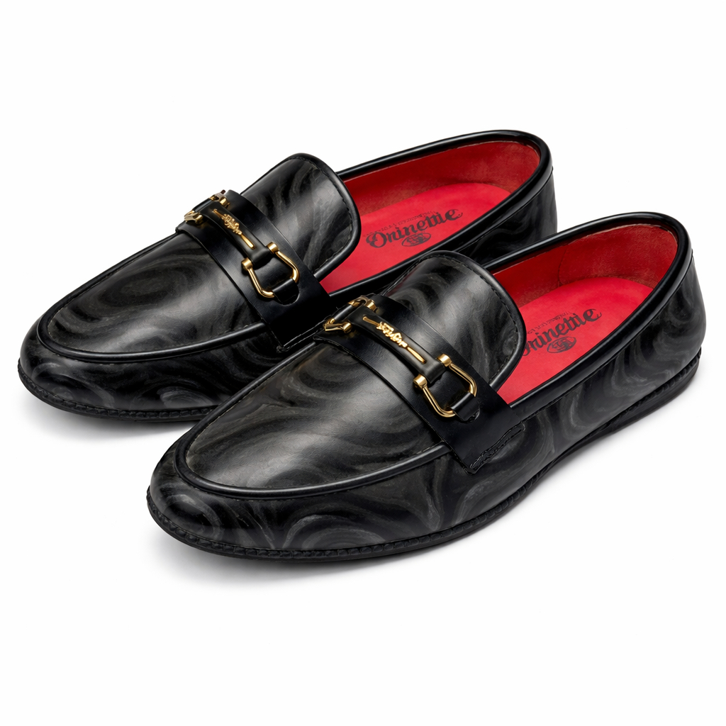 Midnight Marble Horsebit Leather Loafers