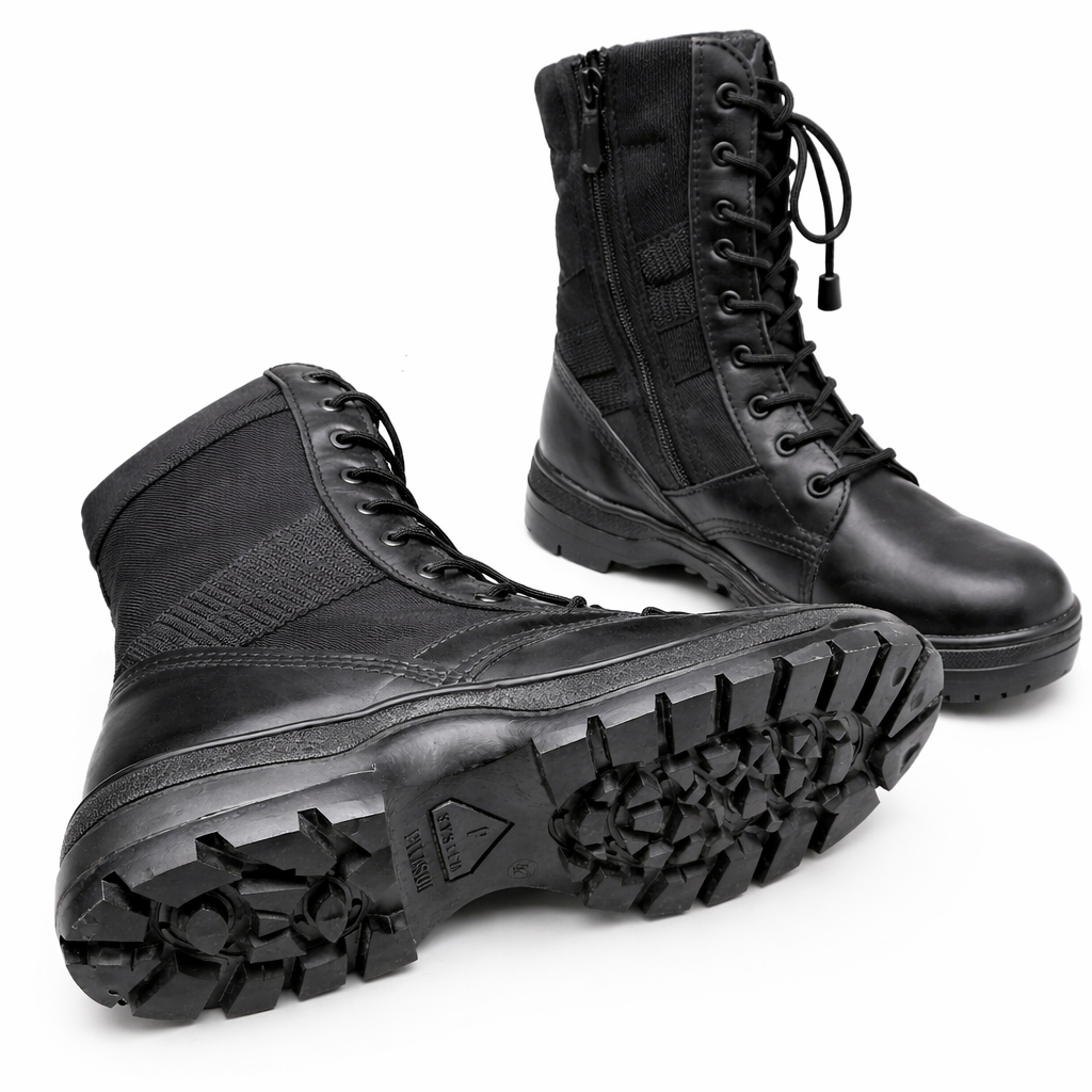 Black Tactical Zip Combat Boots