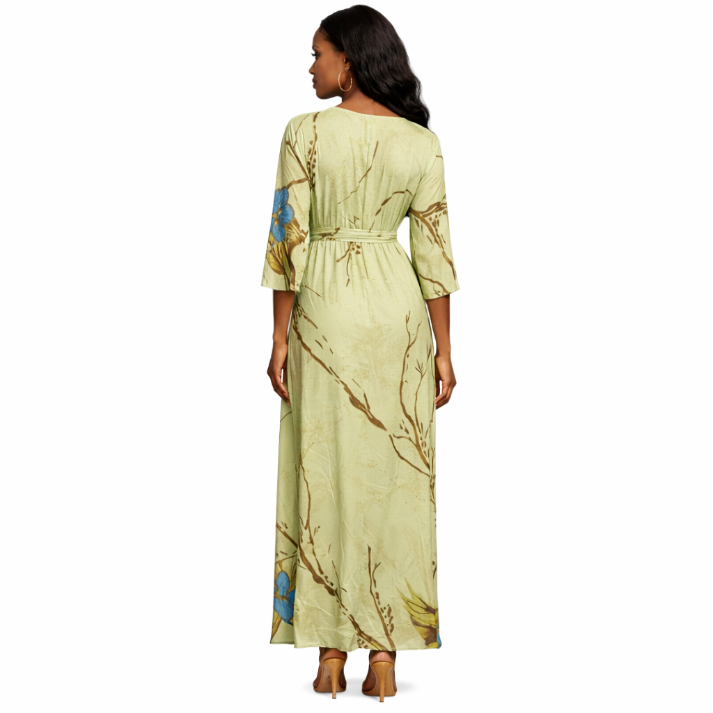 Light Green Abstract Print Maxi Dress