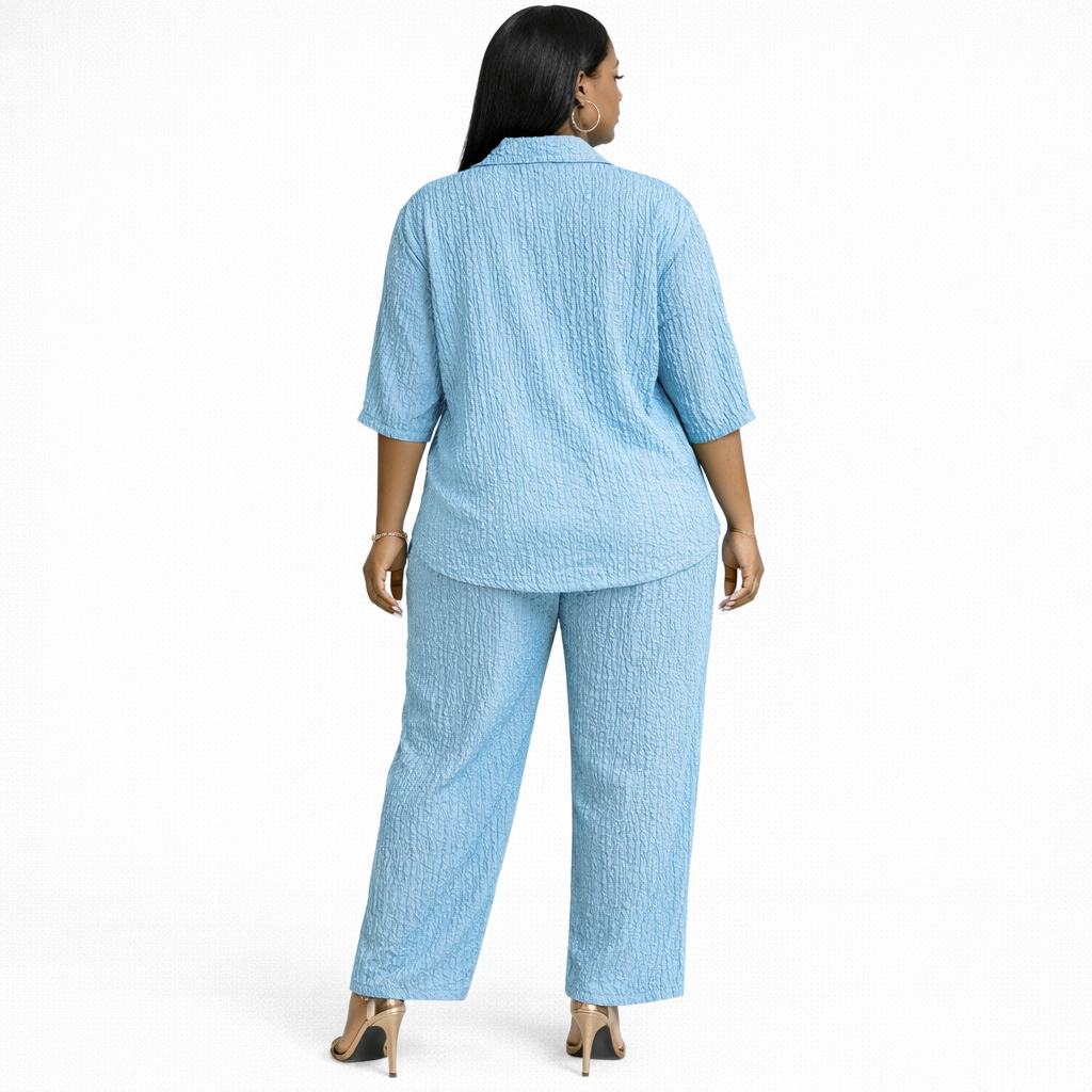 Light Blue Textured Two Piece Lounge Set
