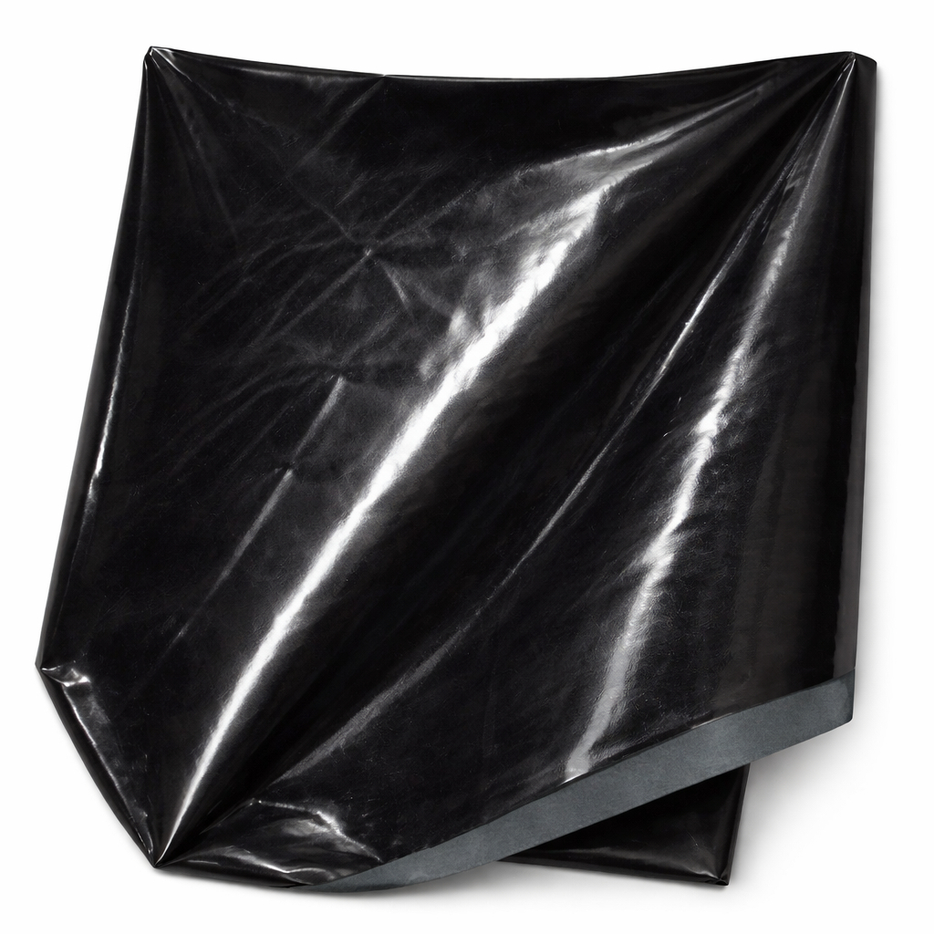 Glossy Black Faux Leather Upholstery Fabric