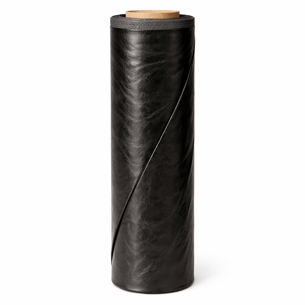 Glossy Black Faux Leather Upholstery Fabric