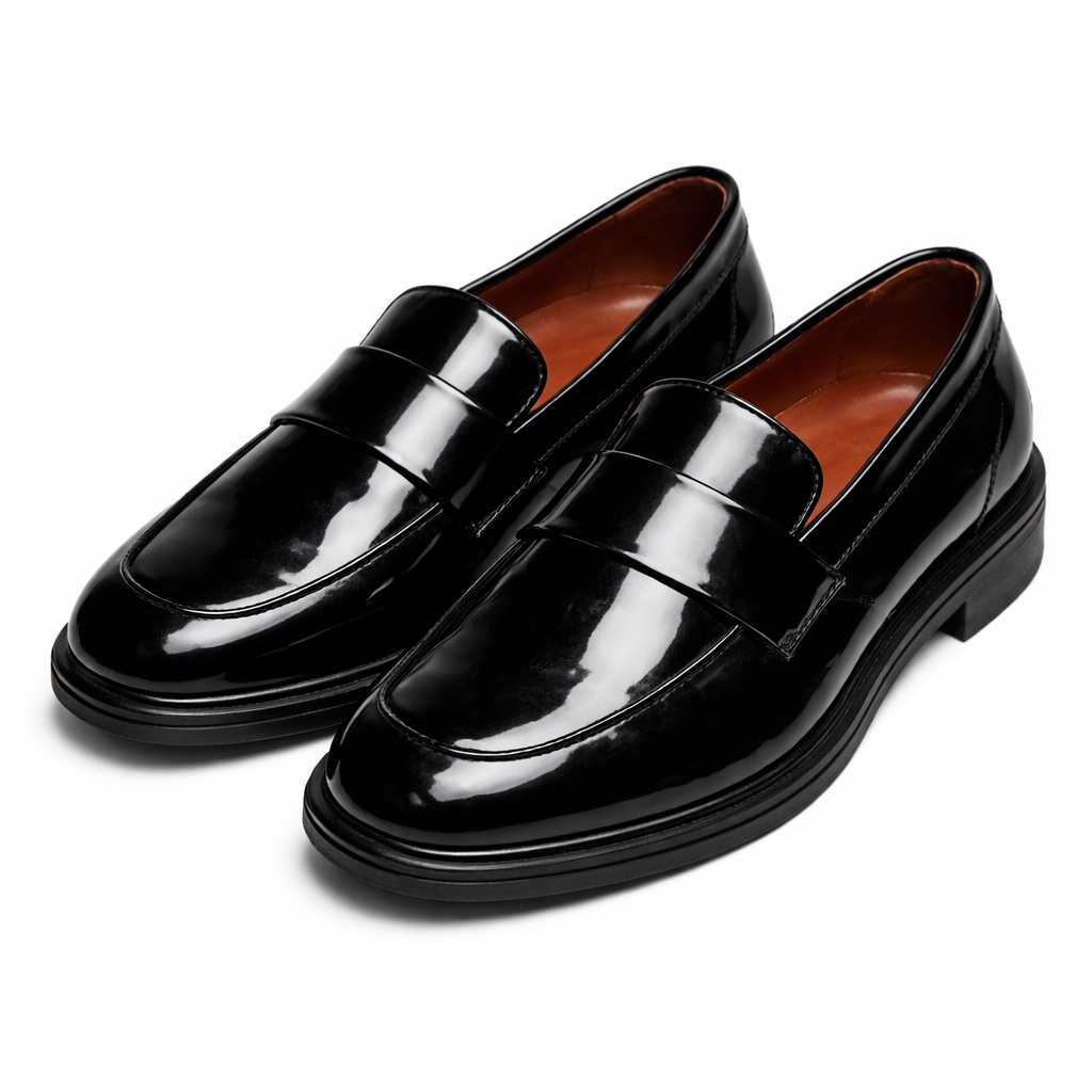 Glossy Slip On Platform Loafers