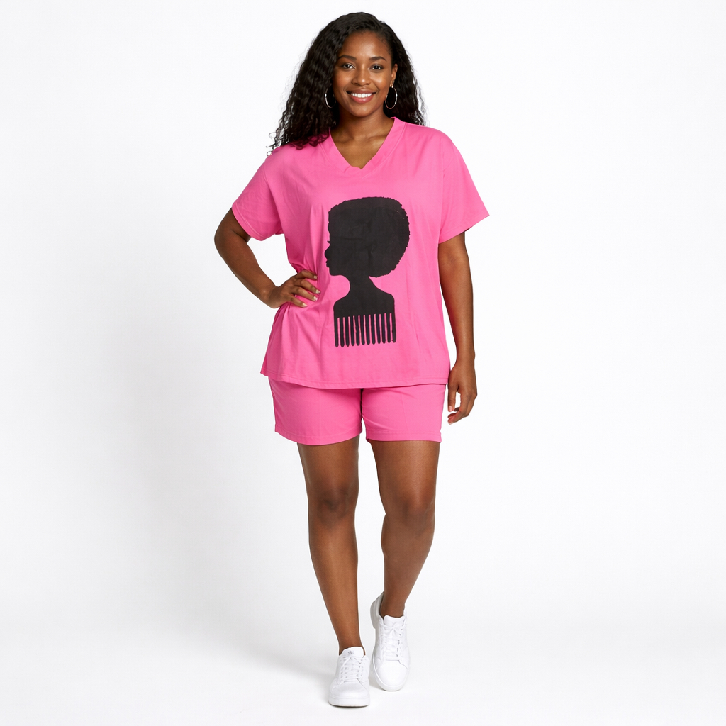 Afro Queen Graphic Two Piece Short Set