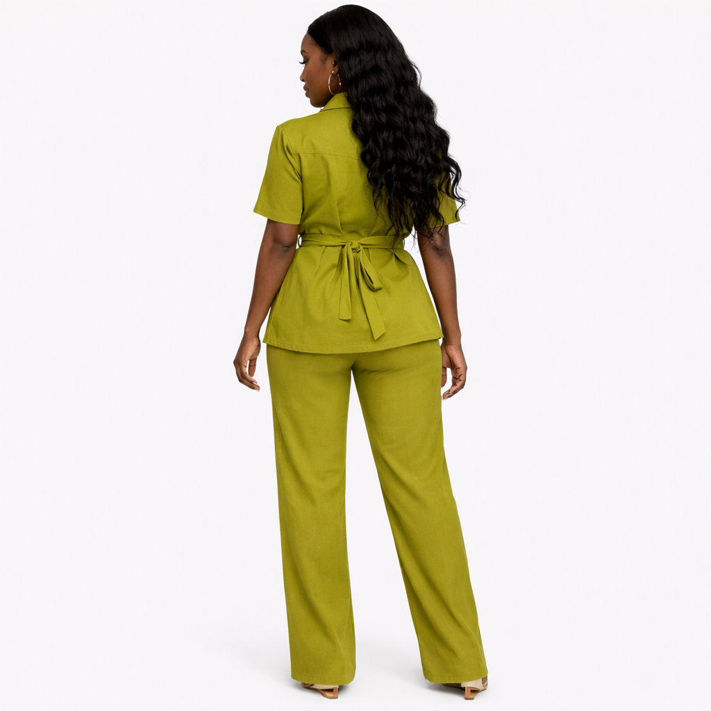 Lime Chic Belted Utility Two Piece Set